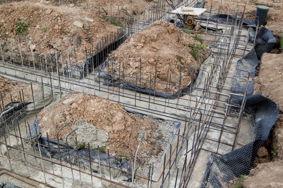 A reinforced concrete with metal ready to be poured by a concrete in Austin TX