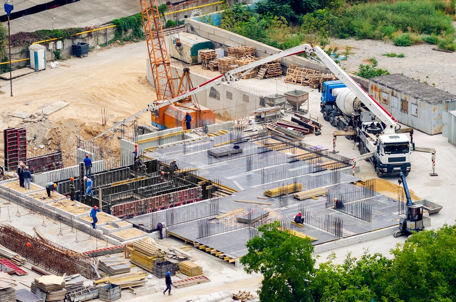 A construction of a hospital setting up foundations